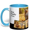 Чашка з кольоровою ручкою Best family ever Блакитний фото