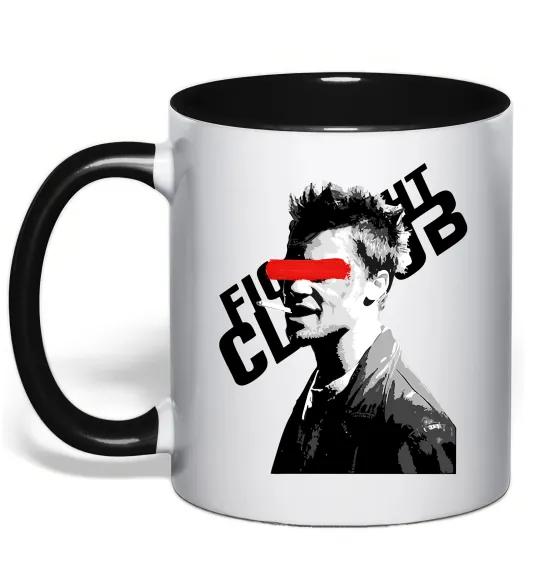 Чашка с цветной ручкой Бійцівський клуб Тайлер Дерден, колір - чорний Черный фото