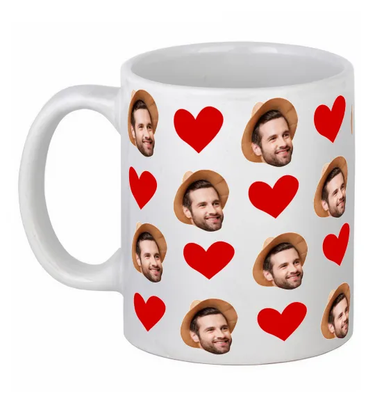 Чашка керамическая Фото з сердечками Белый фото