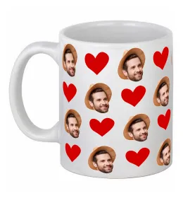 Чашка керамическая Фото з сердечками Белый фото