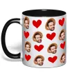 Чашка с цветной ручкой Фото з сердечками Черный фото