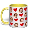 Чашка с цветной ручкой Фото з сердечками Лимонный фото