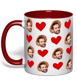 Чашка с цветной ручкой Фото з сердечками