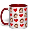 Чашка с цветной ручкой Фото з сердечками Красный фото
