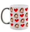 Чашка с цветной ручкой Фото з сердечками Серебро фото
