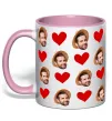 Чашка с цветной ручкой Фото з сердечками Нежно розовый фото