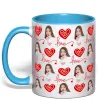 Чашка з кольоровою ручкою Фото з сердечками Блакитний фото
