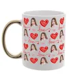 Чашка з кольоровою ручкою Фото з сердечками Золото фото