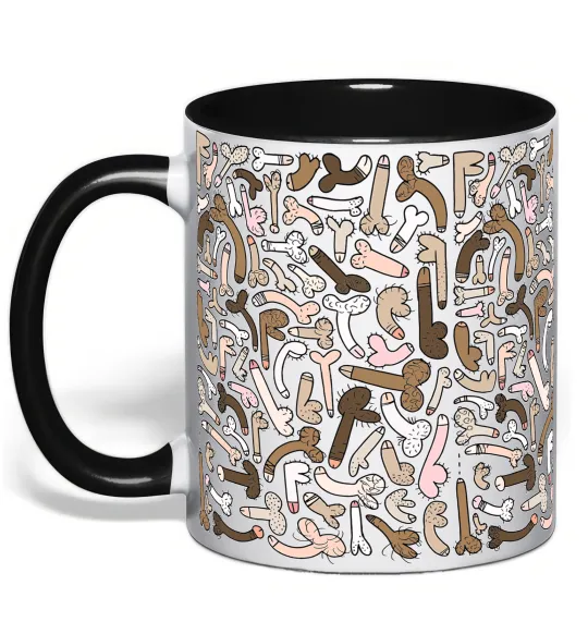 Чашка с цветной ручкой З членом Черный фото