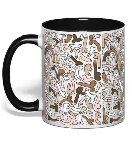 Чашка с цветной ручкой З членом Черный фото