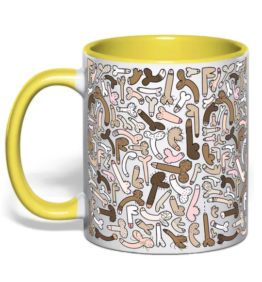 Чашка с цветной ручкой З членом Лимонный фото