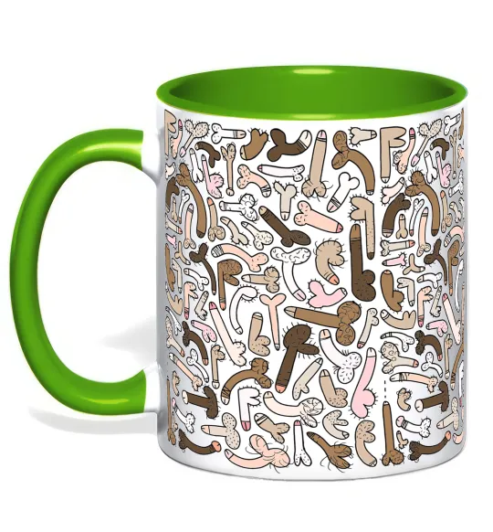 Чашка с цветной ручкой З членом Лаймовый фото