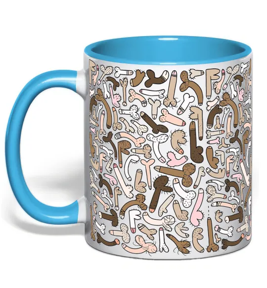 Чашка с цветной ручкой З членом Голубой фото