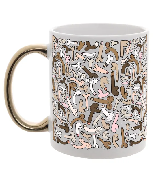 Чашка с цветной ручкой З членом Золото фото