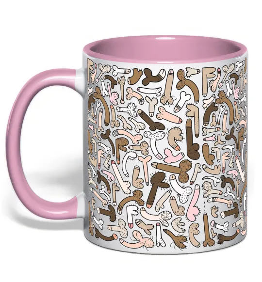 Чашка с цветной ручкой З членом Нежно розовый фото