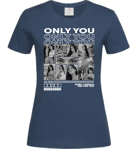 Жіноча футболка Only you колаж Темно-синій фото