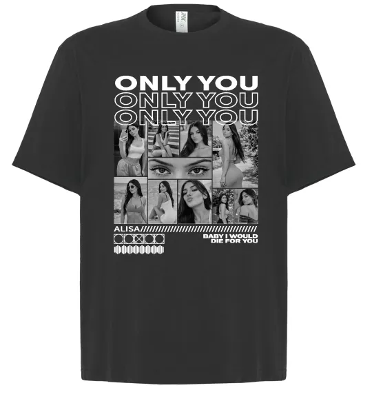 Футболка Оверсайз Only you колаж Чорний фото