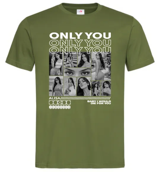 Чоловіча футболка Only you колаж Оливковий фото