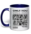 Чашка з кольоровою ручкою Only you колаж Глибокий темно-синій фото