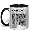 Чашка з кольоровою ручкою Only you колаж Чорний фото