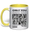 Чашка з кольоровою ручкою Only you колаж Лимонний фото