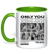 Чашка з кольоровою ручкою Only you колаж Лаймовий фото