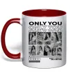 Чашка з кольоровою ручкою Only you колаж Червоний фото