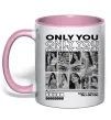 Чашка з кольоровою ручкою Only you колаж Ніжно рожевий фото