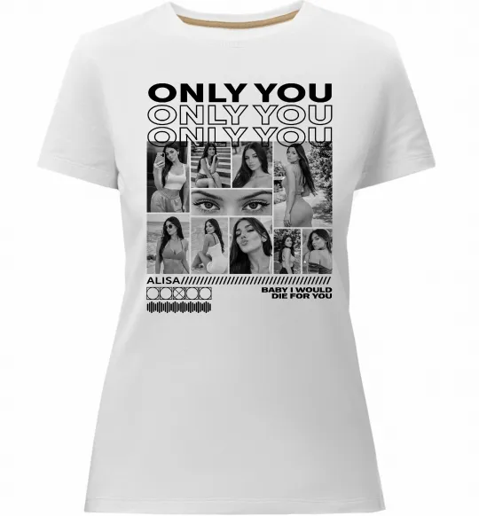 Жіноча преміум футболка Only you колаж Білий фото