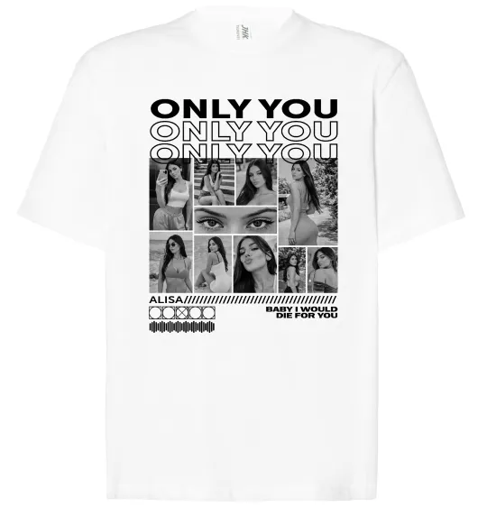 Футболка Оверсайз Only you колаж Білий фото