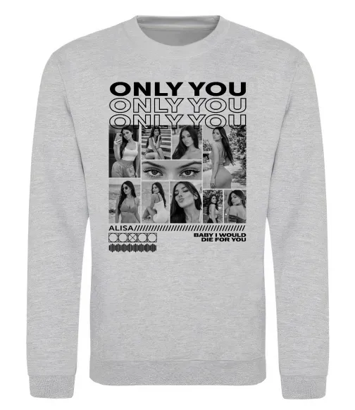 Світшот Only you колаж Сірий меланж фото