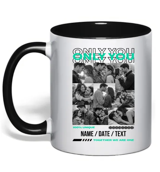 Чашка з кольоровою ручкою Only you Чорний фото