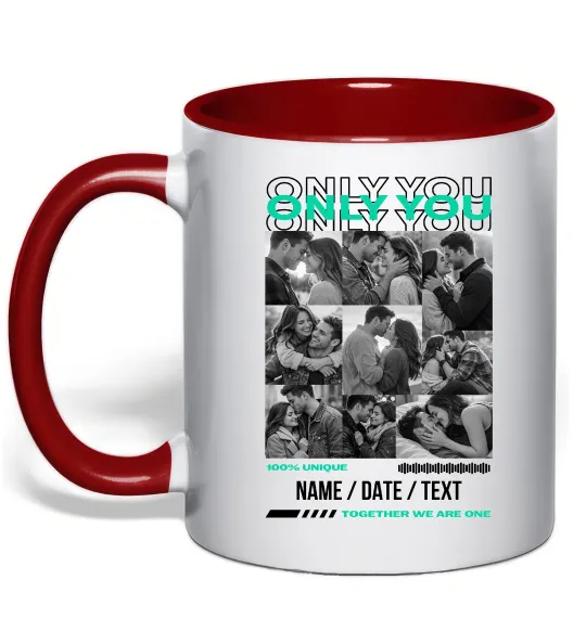 Чашка з кольоровою ручкою Only you Червоний фото