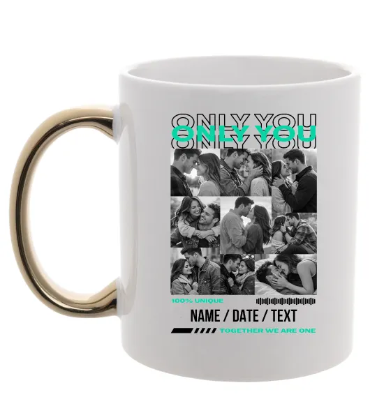 Чашка з кольоровою ручкою Only you Золото фото