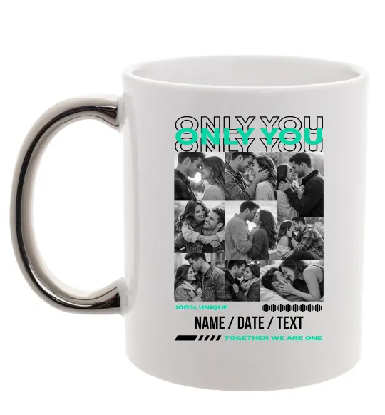 Чашка з кольоровою ручкою Only you Срібло фото