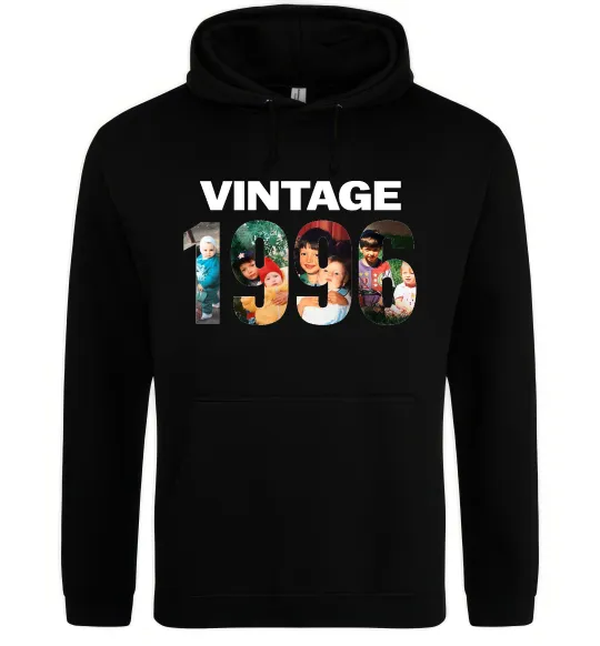 Чоловіча толстовка (худі) Vintage фото з датою Чорний фото