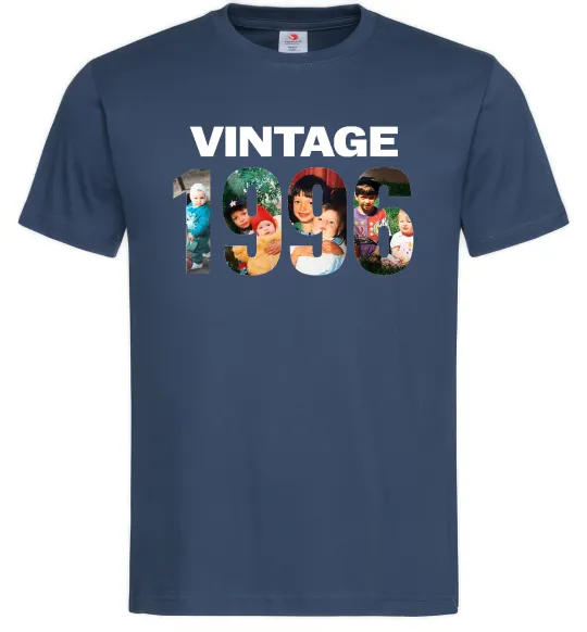 Чоловіча футболка Vintage фото з датою Темно-синій фото