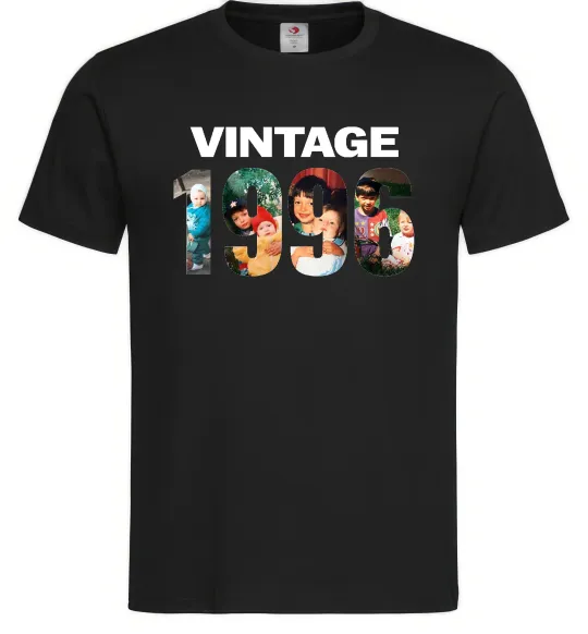 Чоловіча футболка Vintage фото з датою Чорний фото