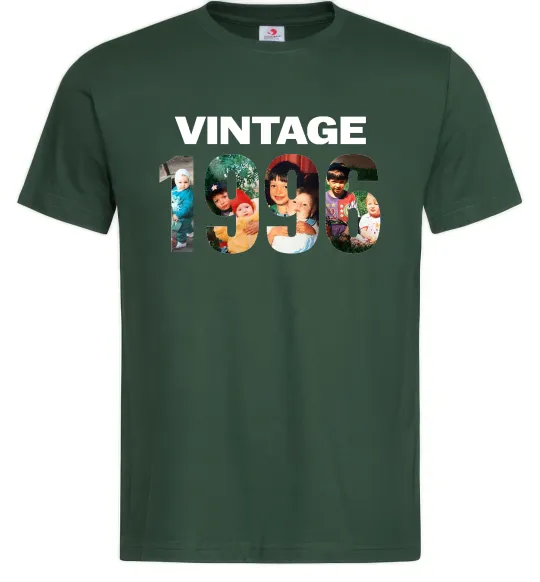 Чоловіча футболка Vintage фото з датою Темно-зелений фото