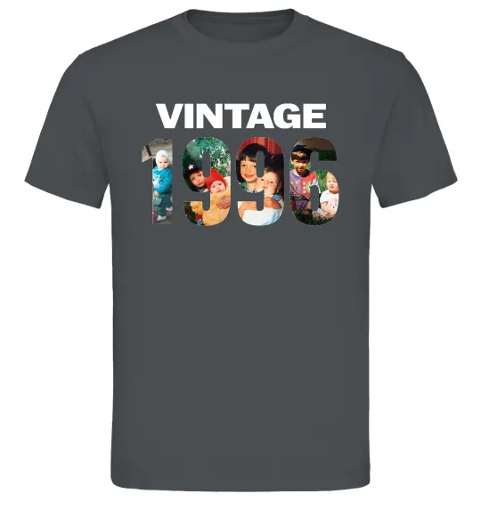 Чоловіча футболка Vintage фото з датою Графіт фото