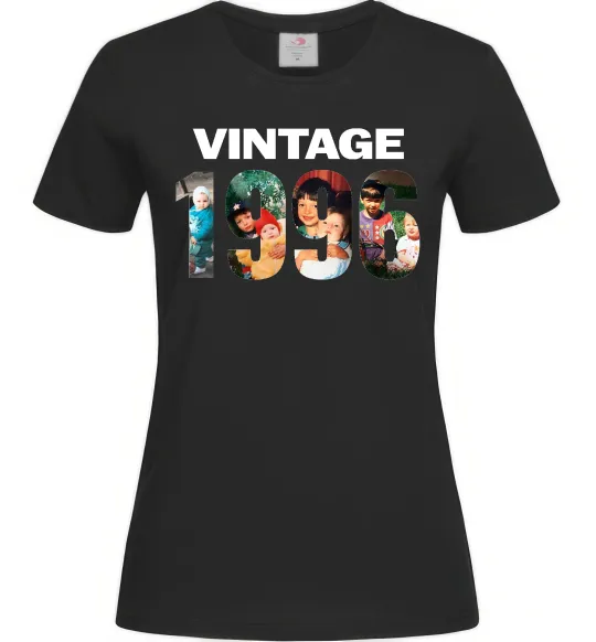 Жіноча футболка Vintage фото з датою Чорний фото