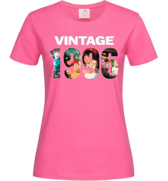 Жіноча футболка Vintage фото з датою Яскраво-рожевий фото