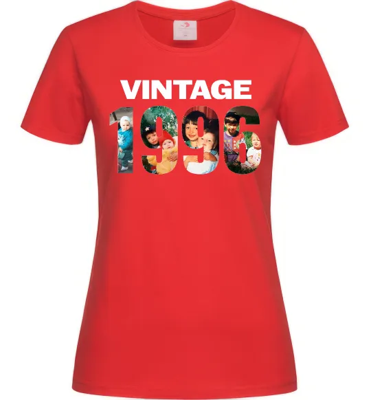 Жіноча футболка Vintage фото з датою Червоний фото