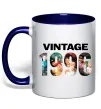 Чашка з кольоровою ручкою Vintage фото з датою Глибокий темно-синій фото