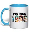 Чашка з кольоровою ручкою Vintage фото з датою Блакитний фото