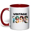 Чашка з кольоровою ручкою Vintage фото з датою Червоний фото
