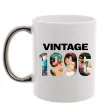 Чашка з кольоровою ручкою Vintage фото з датою Срібло фото