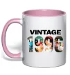 Чашка з кольоровою ручкою Vintage фото з датою Ніжно рожевий фото