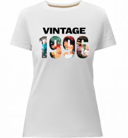 Жіноча преміум футболка Vintage фото з датою