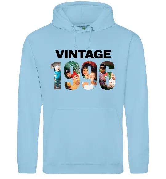 Чоловіча толстовка (худі) Vintage фото з датою Блакитний фото